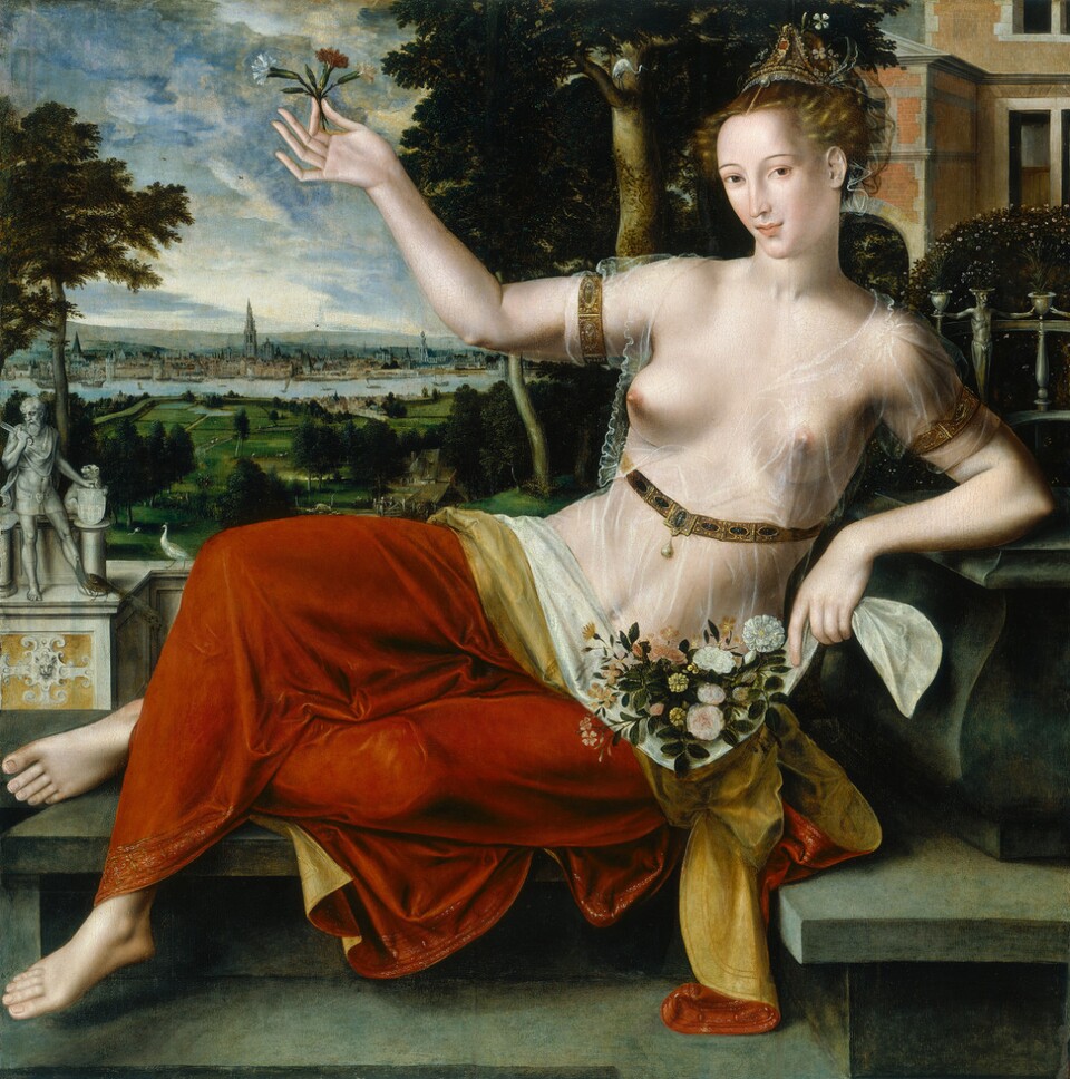 Jan Massys, um 1509 - vor 1575, Flora, 1559 113,2 x 112,9 cm Öl auf Eichenholz, © Hamburger Kunsthalle / bpk Foto: Elke Walford