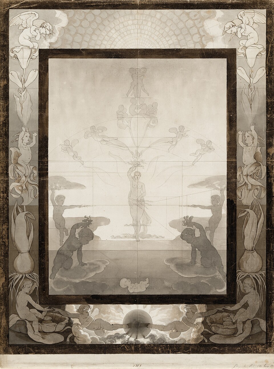 Philipp Otto Runge (1777 - 1810), Der Morgen (Konstruktionszeichnung zum Gemälde &quot;Der kleine Morgen&quot;, erste Fassung), 1808, © Hamburger Kunsthalle / bpk Foto: Christoph Irrgang