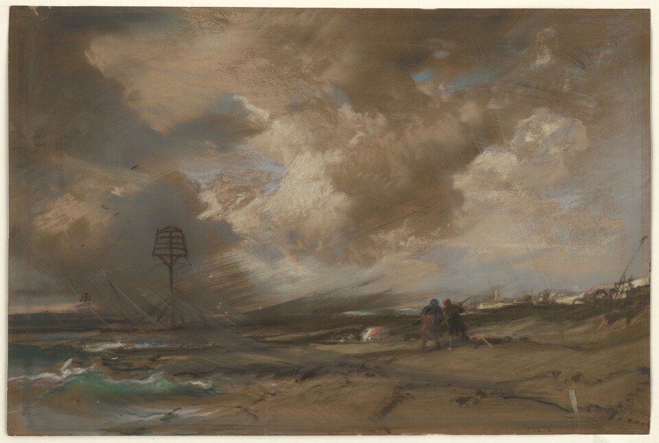 Charles Hoguet, Sturm an der Küste, 1870, Pastell (ausgestellt als Faksimile), 32,5 x 48,5 cm, Inventar-Nr. 1995-23
