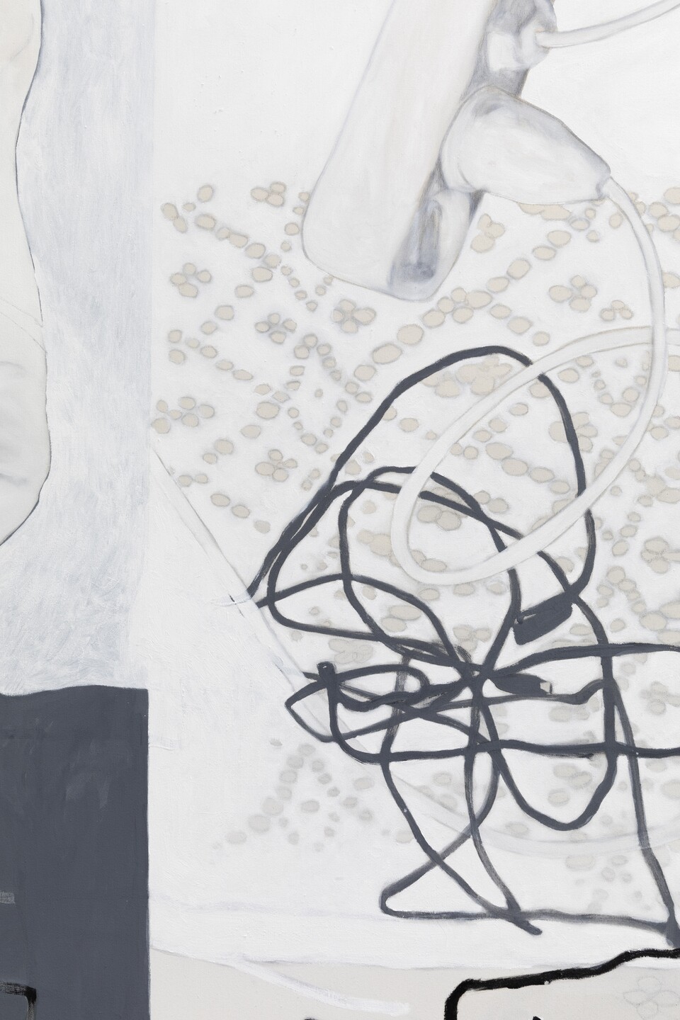 Fedele Maura Friede (*1997) eigentlich räumt niemand gerne auf (4) (Detail), 2024 Öl, Gesso auf Leinwand, 210 x 240 cm © Fedele Maura Friede  Foto: Viktoria Conzelmann