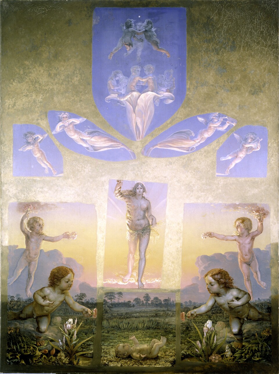 Philipp Otto Runge (1777 - 1810), Der Morgen (zweite Fassung), 1808/09, Öl auf Leinwand, 152 cm x 113 cm, Hamburger Kunsthalle / bpk, Foto: Elke Walford