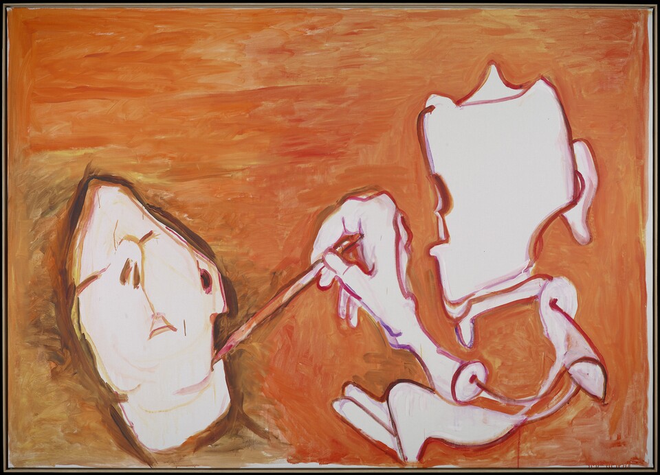 Maria Lassnig (1919-2014) Vom Tode gezeichnet, 2011 Öl auf Leinwand, 150 x 210 cm Köln, Museum Ludwig © Maria Lassnig Stiftung / VG Bild-Kunst, Bonn 2026 Historisches Archiv der Stadt Köln mit Rheinischem Bildarchiv, Sabrina Walz, (rba_d039370_01)