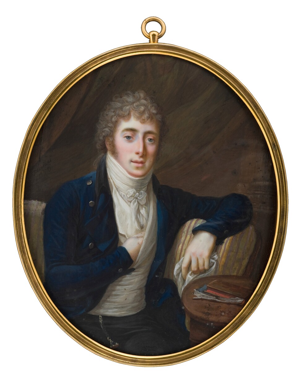 Carl Friedrich Demiani (1768–1823) Herr auf Sofa, 1799 Aquarell und Gouache auf Elfenbein, 15,1 x 12,5 cm The Tansey Miniatures Foundation, Celle © Foto: Birgitt Schmedding