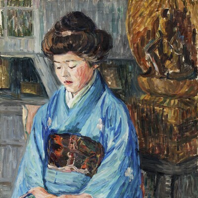 Alma del Banco (1862 - 1943), Japanerin, um 1910, Öl auf Leinwand, 87 x 64 cm, Schenkung Eddy Lübbert, Geestland, im Gedenken an Alma del banco, 2015, © Hamburger Kunsthalle, Foto: Christoph Irrgang