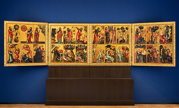 Bertram von Minden (um 1345 - 1414/15) Retabel des ehemaligen Hochaltars der Petrikirche in Hamburg (Grabower Altar), 1379/83 Ölhaltiges Bindemittel auf Eichenholz 80 cm x 51 cm © Hamburger Kunsthalle / bpk Foto: Elke Walford