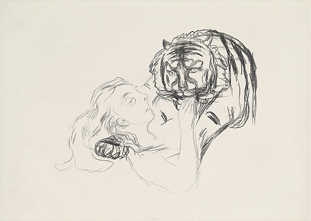 Edvard Munch (1863–1944), Der Tiger, 1909, Aus der Serie: Alpha und Omega, Hamburger Kunsthalle, Kupferstichkabinett © Hamburger Kunsthalle / bpk, Foto: Christoph Irrgang